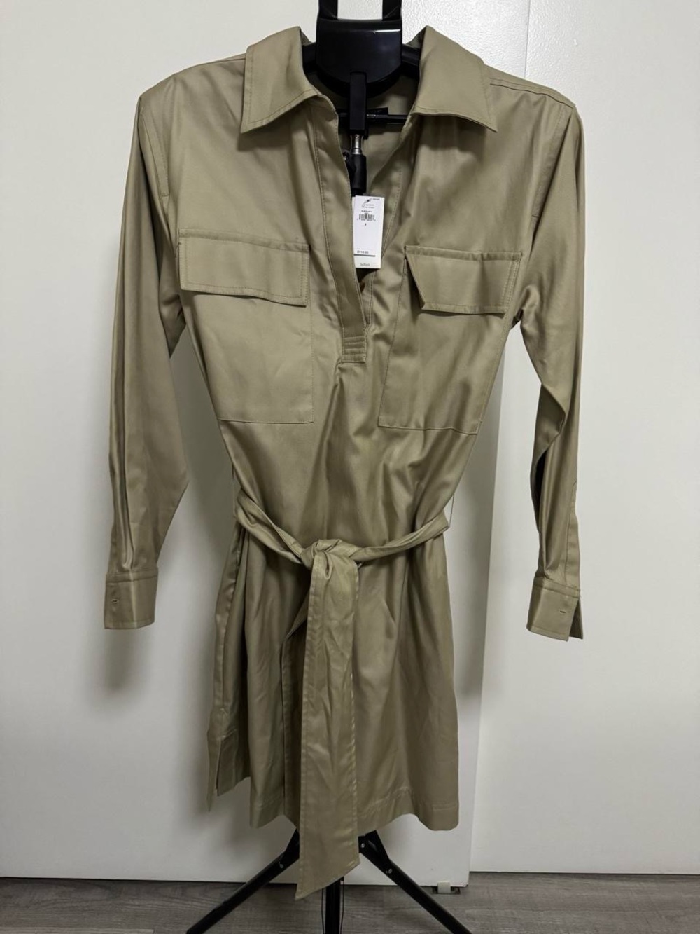 Banana Republic Olive Tie-Waist Utility Shirt Dress
